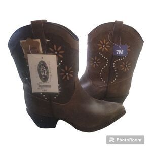 $149 Brown Western Jeweled Sterling River Boots‎ SR 3010 Women's Size 7 NWT